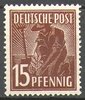 948, Freimarke, 2. Kontrollratsausgabe, 15 Pf, Deutsche Post, Alliierte Besetzung