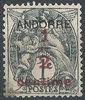 1 Engel 1/2 centime auf 1 C mit Aufdruck ANDORRE Postes stamps