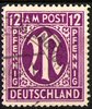 015, Amerikanische und Britische Zone, M im Oval, 12 Pf, Briefmarke, Alliierte Besatzung