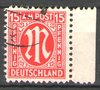 024, Amerikanische und Britische Zone, M im Oval, 15 Pf, Briefmarke, Alliierte Besatzung