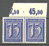 185 Deutsches Reich, Ziffernzeichnung 2 x 75 Pf, ungestempelt, Briefmarke