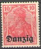 2 Freie Stadt Danzig, Deutschland, Germania 10 Pf, ungestempelt, Briefmarke