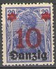 17 Freie Stadt Danzig, Deutschland, Germania 10 auf 20 Pf, ungestempelt, Briefmarke