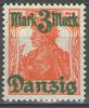 29 I Freie Stadt Danzig, Deutschland, Germania 3 M auf 7,5 Pf, ungestempelt, Briefmarke