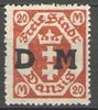 32 Dienstmarke,  Freie Stadt Danzig, Deutschland, Staatswappen 20 M, ungestempelt, Briefmarke