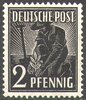 943, Freimarke, 2. Kontrollratsausgabe, 2 Pf, Deutsche Post, Alliierte Besetzung