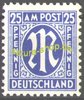 028, Amerikanische und Britische Zone, M im Oval, 25 Pf, Briefmarke, Alliierte Besatzung