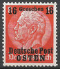 4  Freimarke 16 Gr auf 8 Pf Deutsche Post Osten Generalgouvernement
