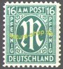 025, Amerikanische und Britische Zone, M im Oval, 16 Pf, Briefmarke, Alliierte Besatzung