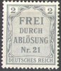 1 Zähldienstmarke Dienstmarke 2 Pf Deutsches Reich