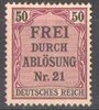 8 Zähldienstmarke Dienstmarke 50 Pf Deutsches Reich