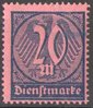 72 Dienstmarke Wertziffer 20 M Deutsches Reich