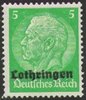 3 Hindenburg mit Aufdruck Lothringen 5 Pf  Deutsche Besatzung