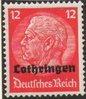 7 Hindenburg mit Aufdruck Lothringen 12 Pf  Deutsche Besatzung