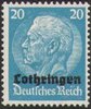 9 Hindenburg mit Aufdruck Lothringen 20 Pf  Deutsche Besatzung