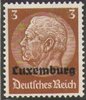 1 Hindenburg mit Aufdruck Luxemburg 3 Pf Deutsche Besatzungsausgabe