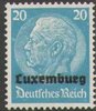 9 Hindenburg mit Aufdruck Luxemburg 20 Pf Deutsche Besatzungsausgabe