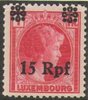 24 Freimarke aus Luxemburg mit Aufdruck 15 Rpf Deutsche Besatzungsausgabe