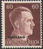 17 Hitler mit Aufdruck Ostland 60 Pf  Deutsche Besatzungsausgabe