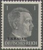 1 Hitler mit Aufdruck Ukraine 1 Pf  Deutsche Besatzungsausgabe
