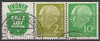 W10 Theodor Heuss Zusammendrucke R5 + 2 + 10 Deutsche Bundespost