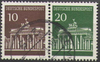2x W24 b Zusammendrucke Brandenburger Tor 10+20 Pf Deutsche Bundespost
