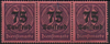 3x 91 Dienstmarke Wertziffer 75 Tausend Deutsches Reich