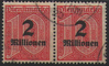 2x 97 Dienstmarke Wertziffer 2 Millionen Deutsches Reich