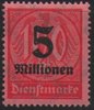 98 Dienstmarke Wertziffer 5 Millionen Deutsches Reich