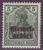 1b Freimarke des Deutschen Reiches mit Aufdruck 5 Pf  Memelgebiet Französische Mandatsverwaltung