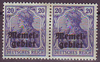 2x 4 Freimarke des Deutschen Reiches mit Aufdruck 20 Pf  Memelgebiet Französische Mandatsverwaltung