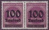 2x 289 b Ziffer im Kreis mit Aufdruck 100 Tausend auf 100 M Deutsches Reich