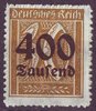 299 Ziffer im Rechteck mit Aufdruck 400 Tausend auf 30 Pf Deutsches Reich