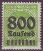 306 Ziffer im Kreis mit Aufdruck 800 Tausend auf 400 Mark Deutsches Reich