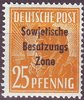 191 Deutsche Post Sowjetische Besatzungs Zone 25 Pfennig
