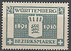 123 Bezirksmarke 25 Jahre Regentschaft 2 1/2 Pf Altdeutschland Württemberg Dienstmarke
