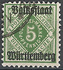 136 Ziffer in Raute mit Aufdruck 5 Pf Altdeutschland Württemberg Dienstmarke