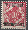 138 Ziffer in Raute mit Aufdruck 10 Pf Altdeutschland Württemberg Dienstmarke