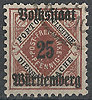 141 Ziffer in Raute mit Aufdruck 25 Pf Altdeutschland Württemberg Dienstmarke