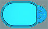 GFK Becken Polyesterbecken oval 600 x 350 x 150 cm mit Stirntreppe