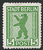 1ABy Berliner Bär 5 Pf Briefmarke Alliierte Besatzung
