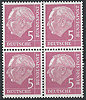 4 x 179xW Theodor Heuss 5 Pf Deutsche Bundespost