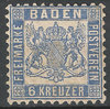 19 Baden Freimarke Postverein 6 Kreuzer Briefmarke Altdeutschland