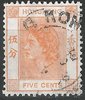 178 Elisabeth II Hongkong Five Cents stamps