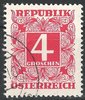 234 xaw Ziffernzeichnung im Quadrat Porto 4 Groschen Republik Österreich